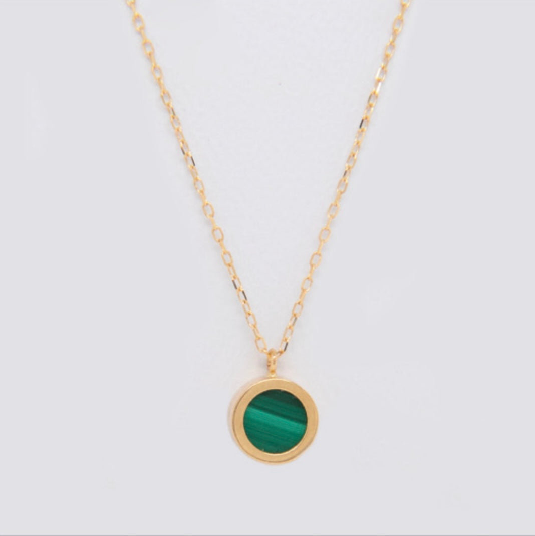 18k Gold Malachite Necklace