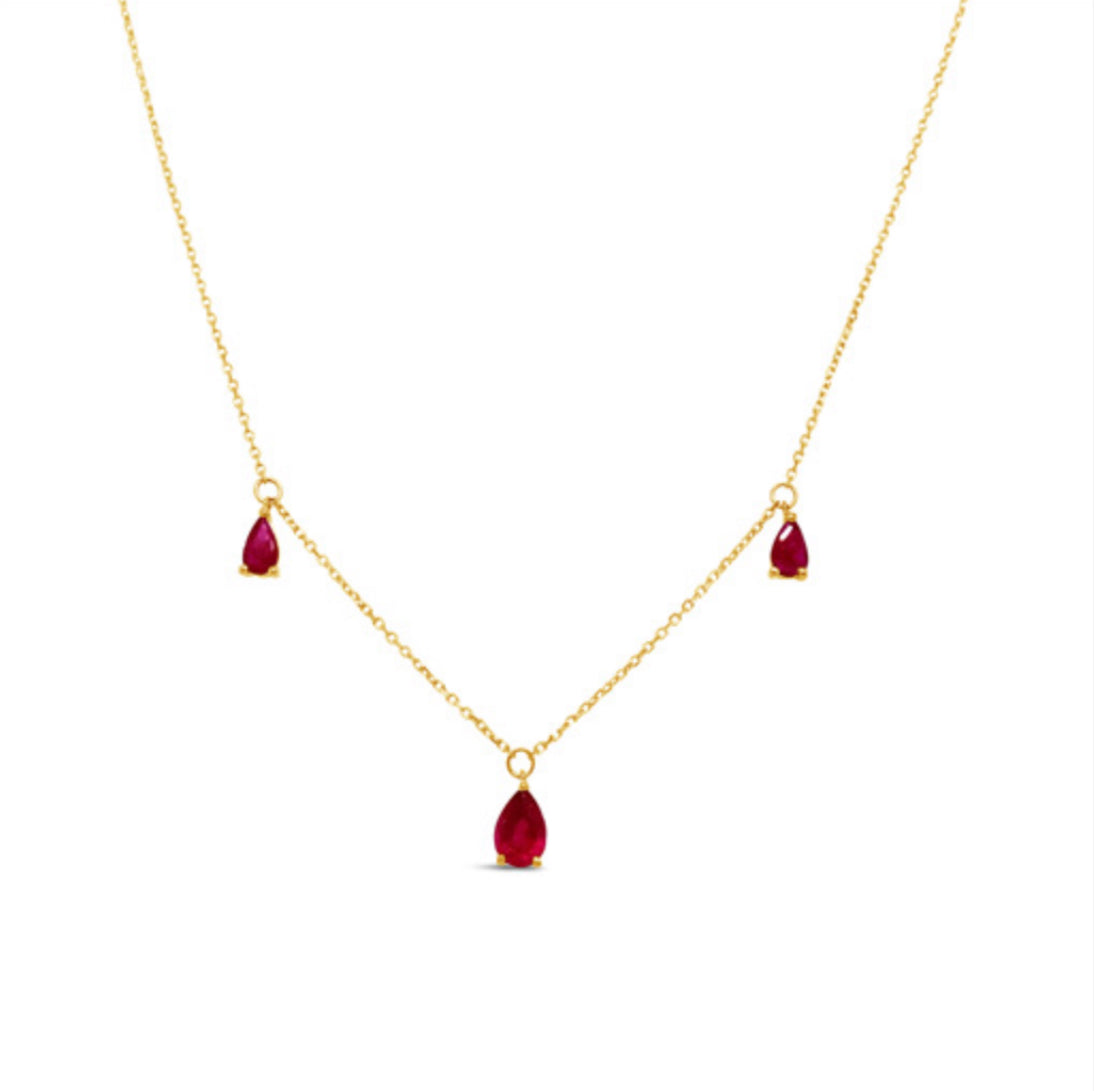 18k Gold Genuine Rubi Necklace 18”