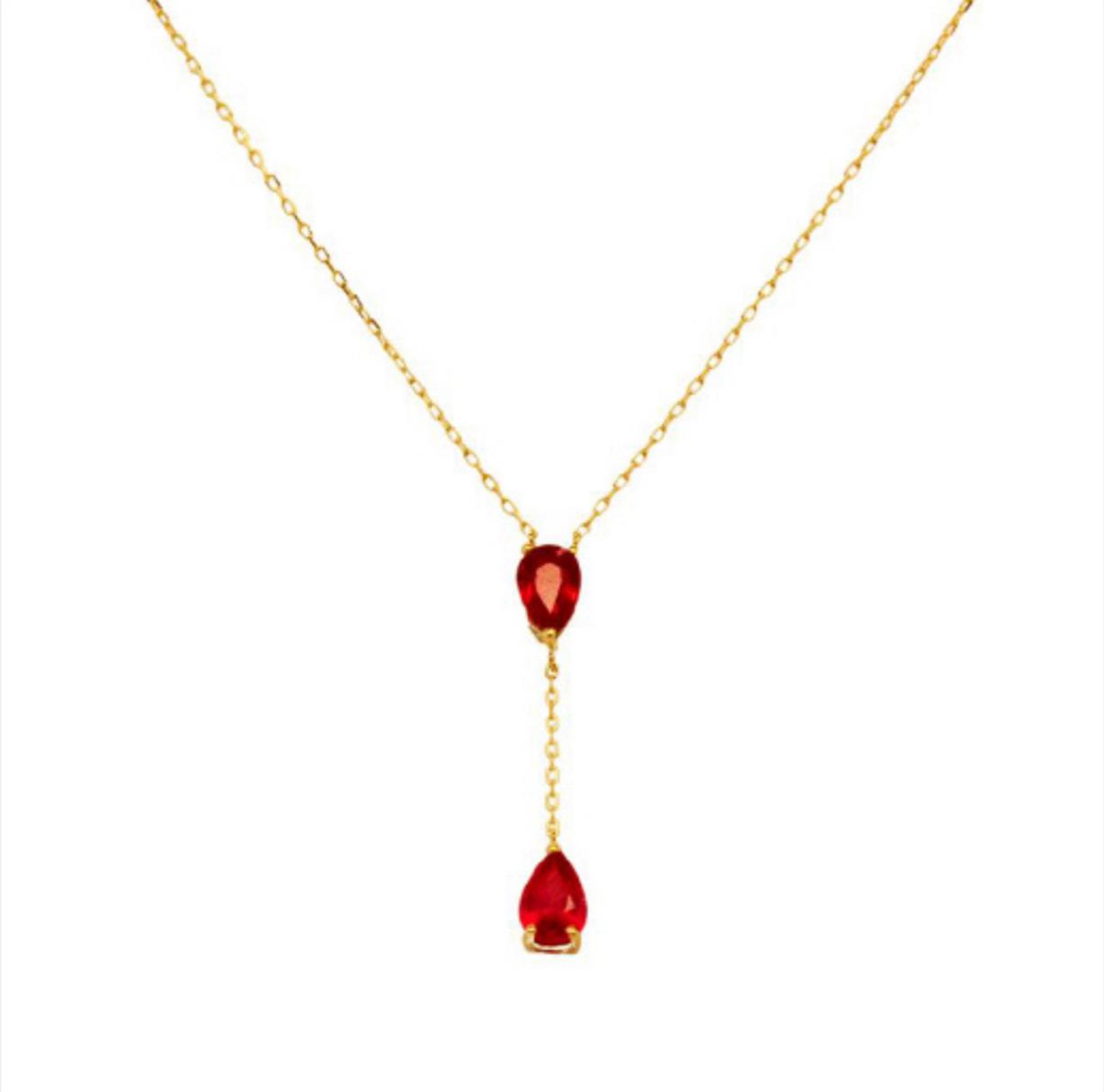 18k Gold Genuine Rubi Necklace 18”