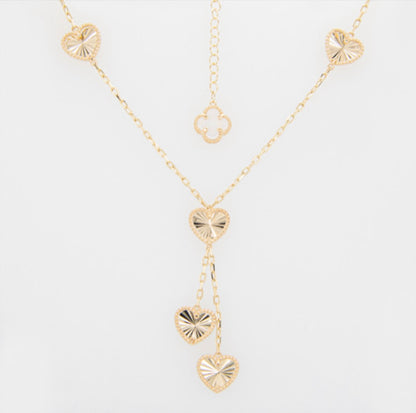 14k Hearts Set ,Necklace 18in Bracelet 7in And A Half