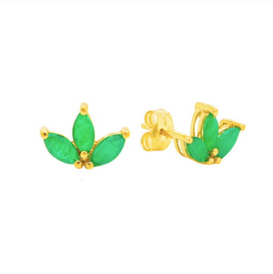 18k Gold Genuine Emerald Earring