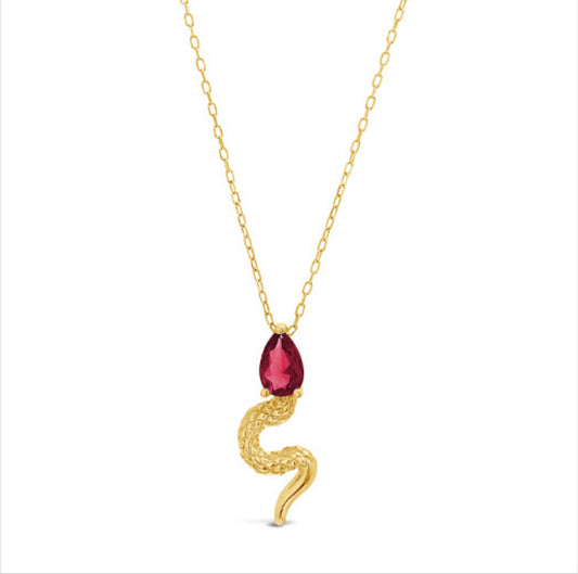 18k Gold Genuine Ruby Necklace