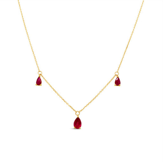 18k Gold Genuine Rubi Necklace 18”