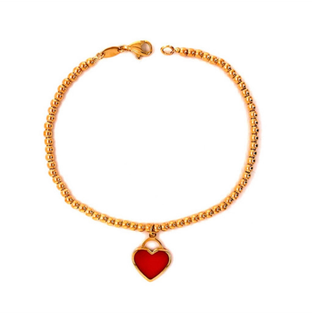 Ball Bracelet With Heart 14k 7n