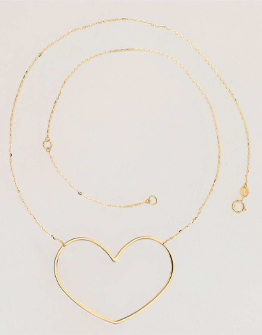 14k Large Heart Pendant Chain 18" in