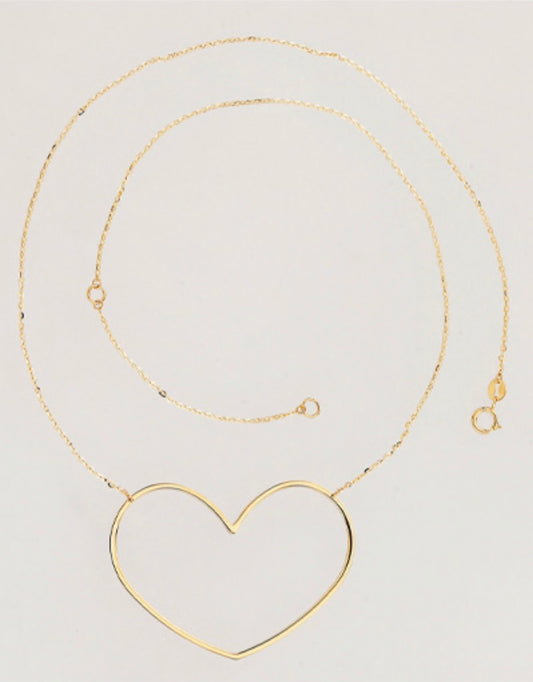 14k Large Heart Pendant Chain 18" in