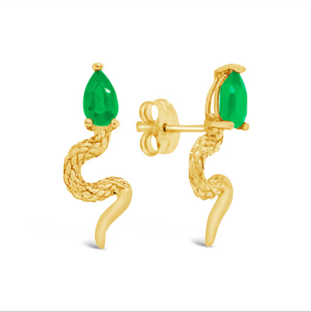 18k Gold Genuine Emerald Earring