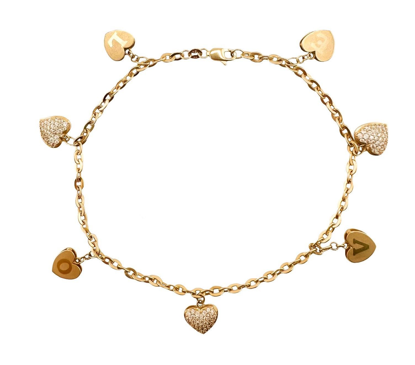 14k Solid Anklet With Charms