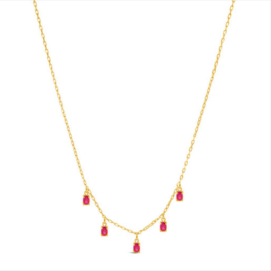 18k Gold Genuine Ruby Necklace 18”