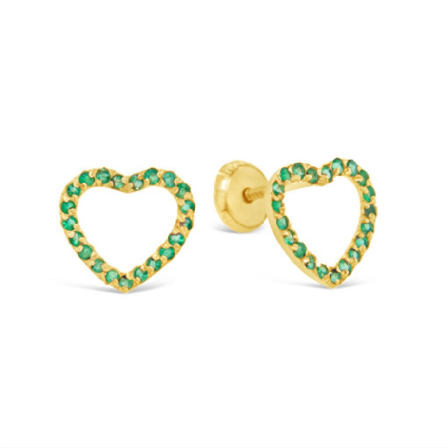 18k Gold Genuine Emerald Earring