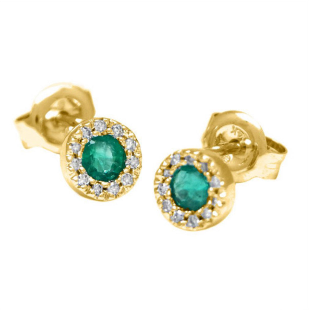 14k Gold Diamond Emerald Earring