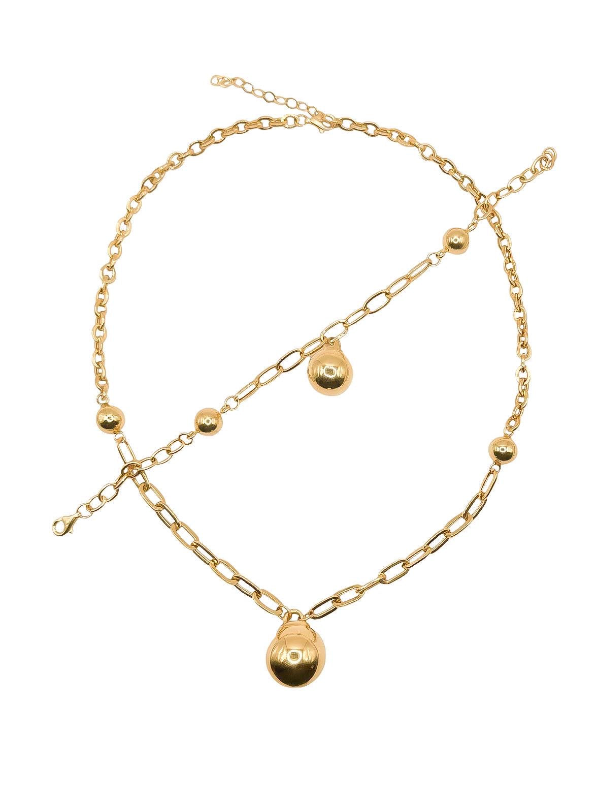 14k Ball Set, Necklace 18in Bracelet 7in