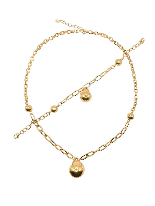 14k Ball Set, Necklace 18in Bracelet 7in