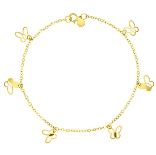 14k Butterfly Bracelet 7in