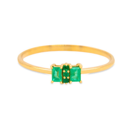 18k Gold Genuine Emerald Ring