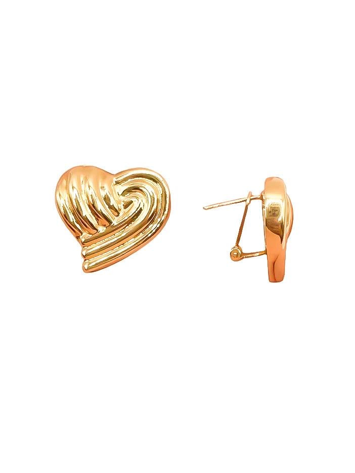 14k Heart Omega Earring