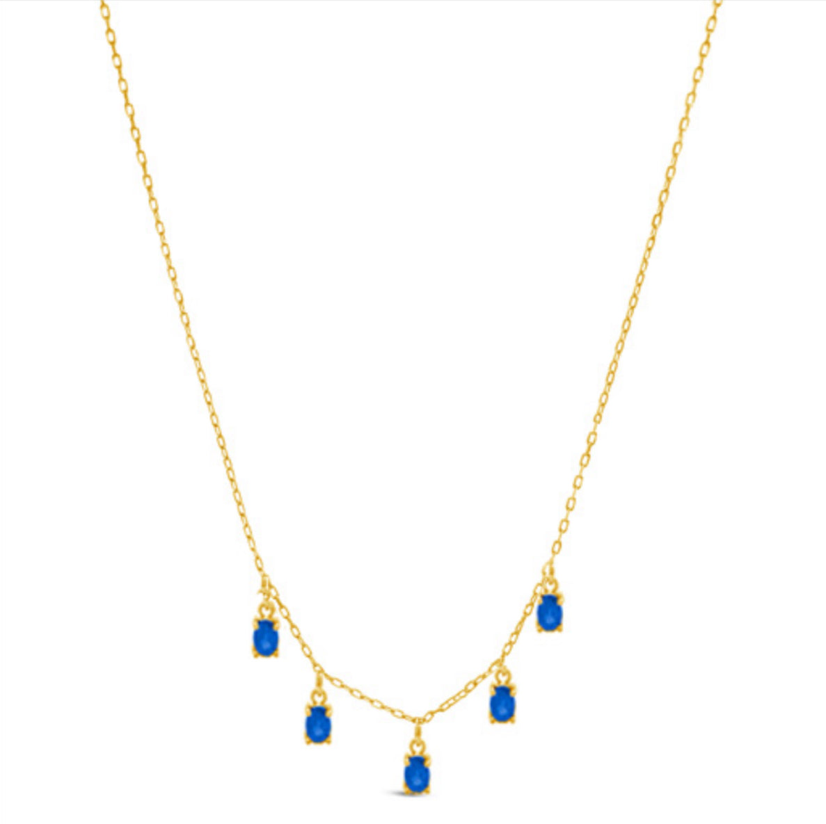 18k Gold Genuine Sapphire Necklace 18”