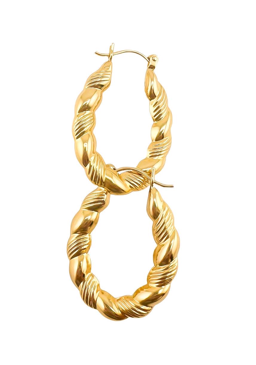 14k Gold Oval Hoops