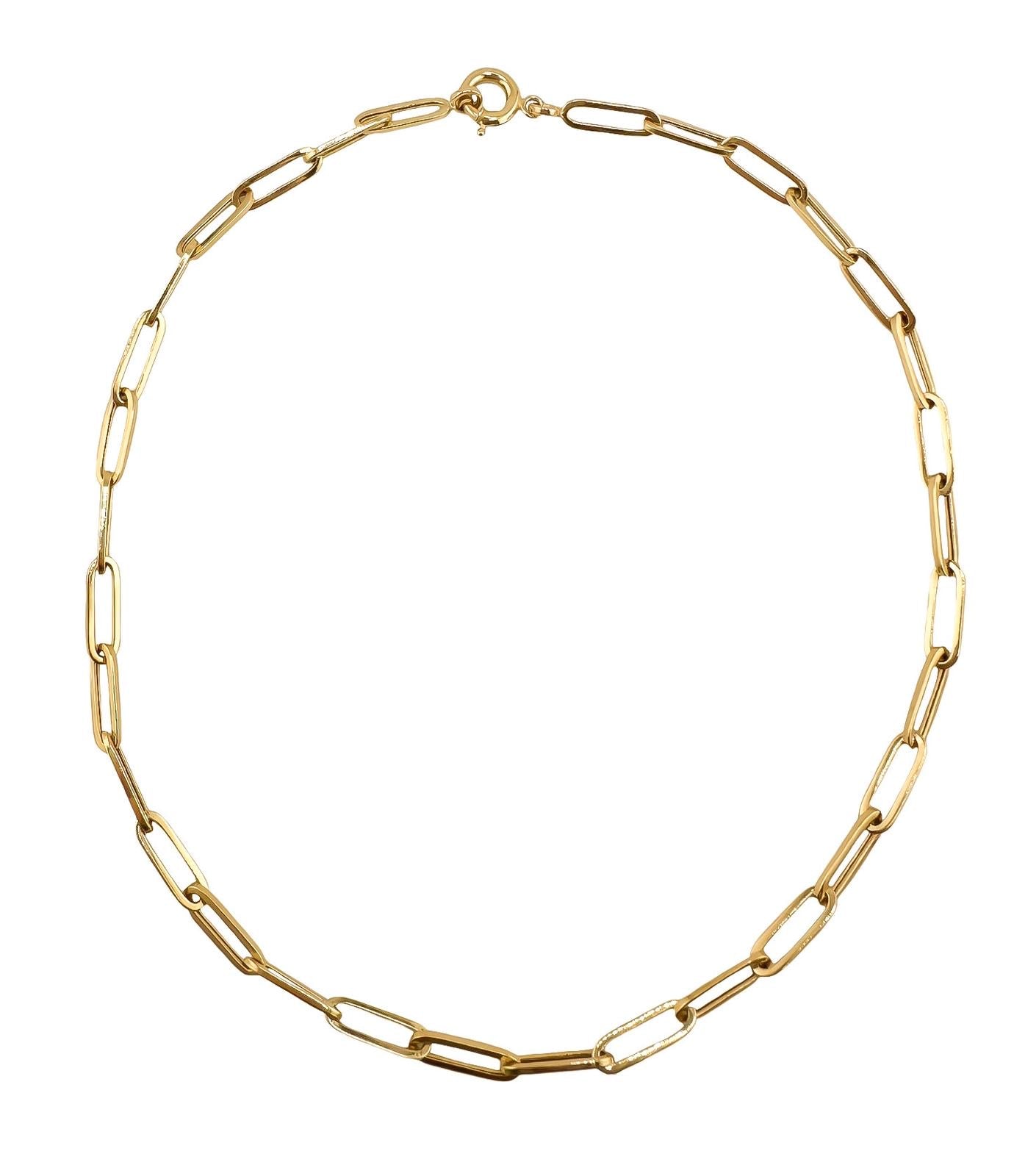 14k Gold Paperclip Necklace 17.5in