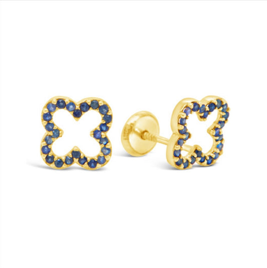 18k Gold Genuine Sapphire Earring