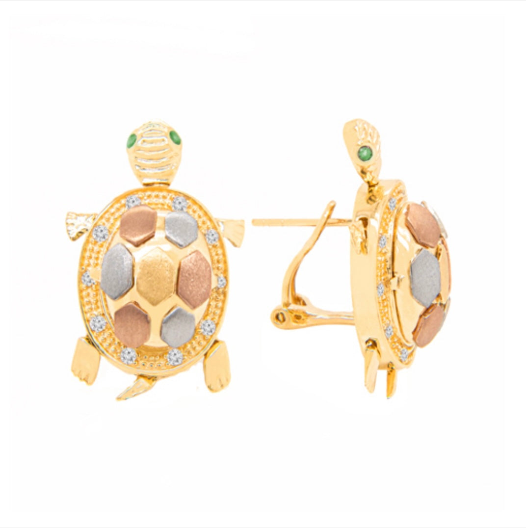 Turtle Omega Earring 14k