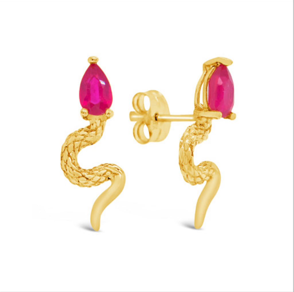 18k Gold Genuine Ruby Earring