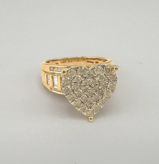 14k Diamond Heart Ring