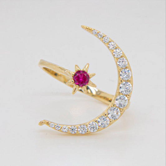 14k Gold Moon Ring