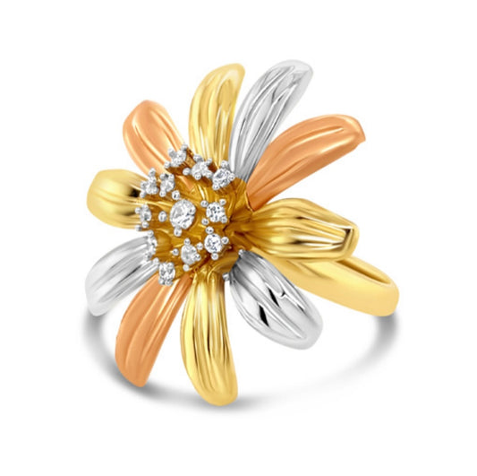 14k Large Sunflower Ring