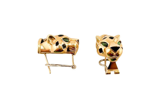 14k Gold Panther Omega Earring