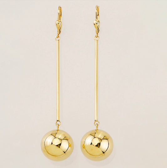 Large Dangling Ball Earrings 14k