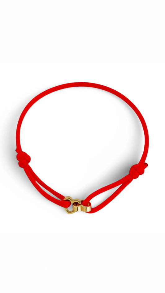 14k Gold Double Heart Red Bracelet