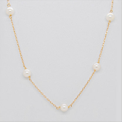 14k Pearl Set, Necklace 17.5in Bracelet 7.5in