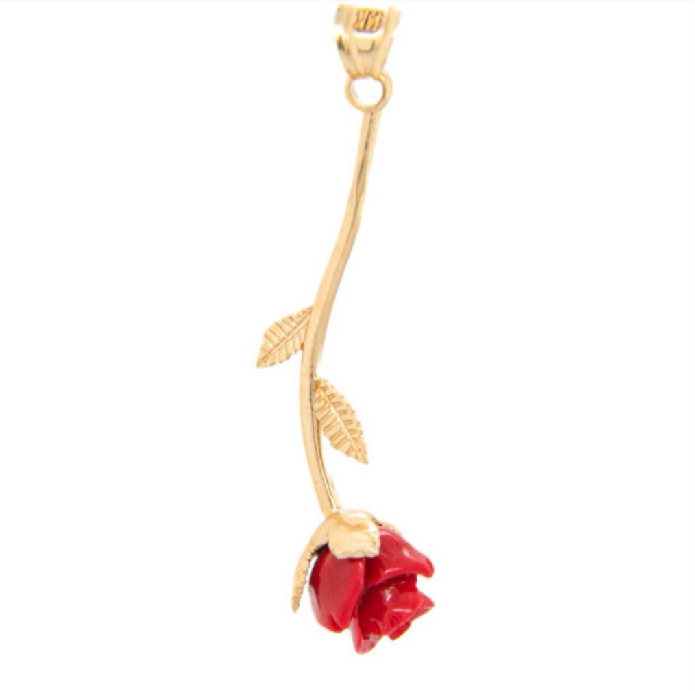 14k Gold Rose Pendant 