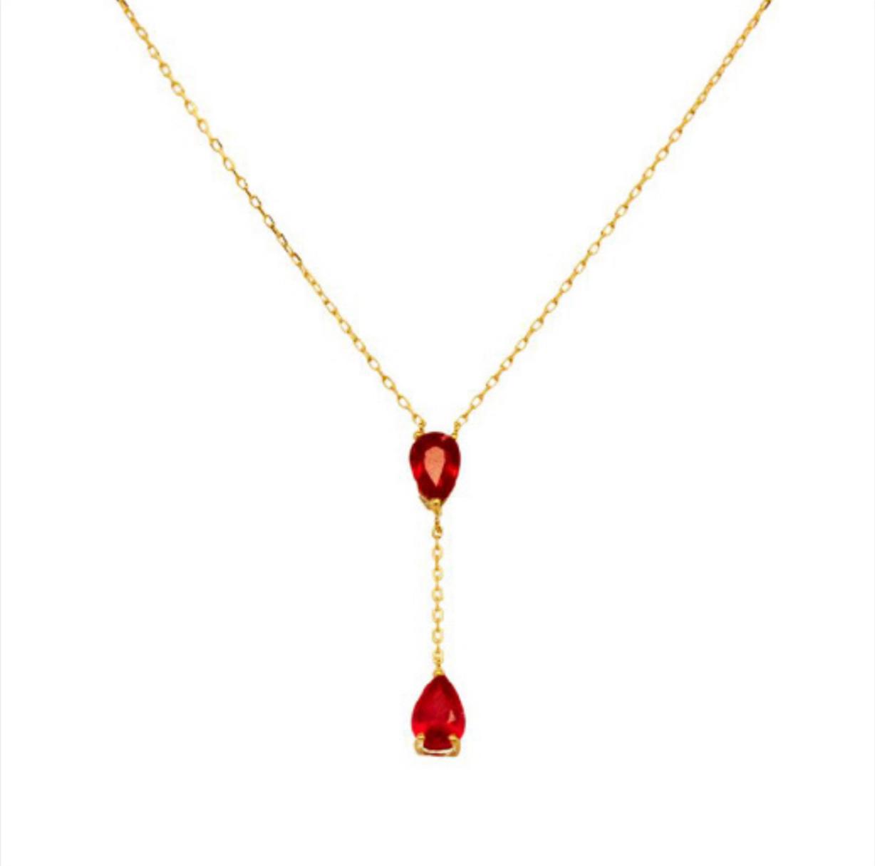 18k Gold Genuine Rubi Necklace 18”