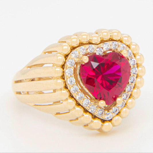 14k Heart Stone Ring 